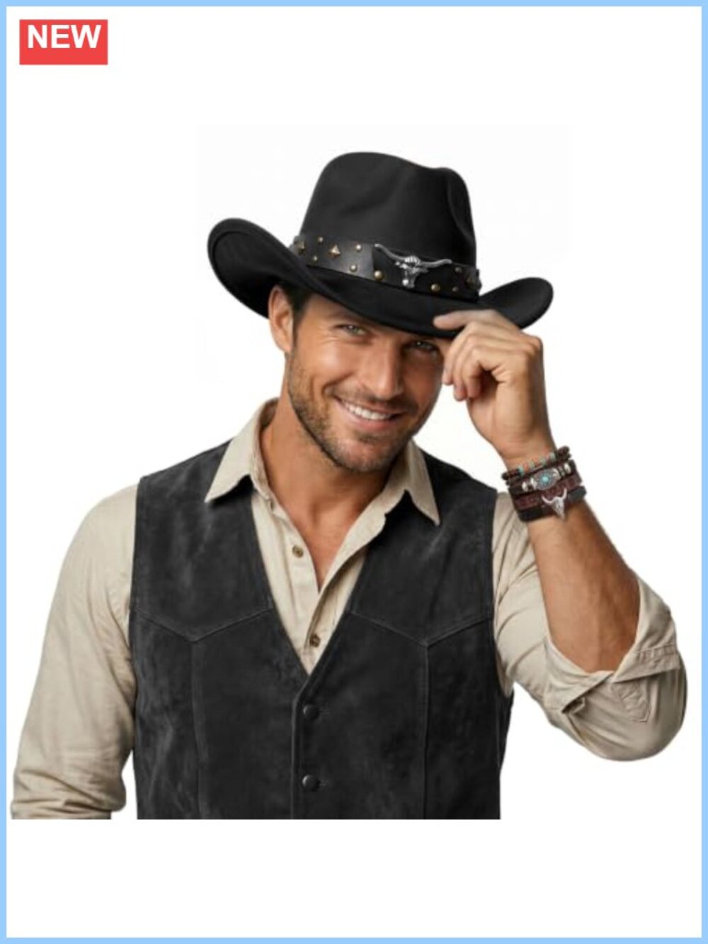 Western Cowboy Hat Adjustable Polyester Wide Brim Unisex